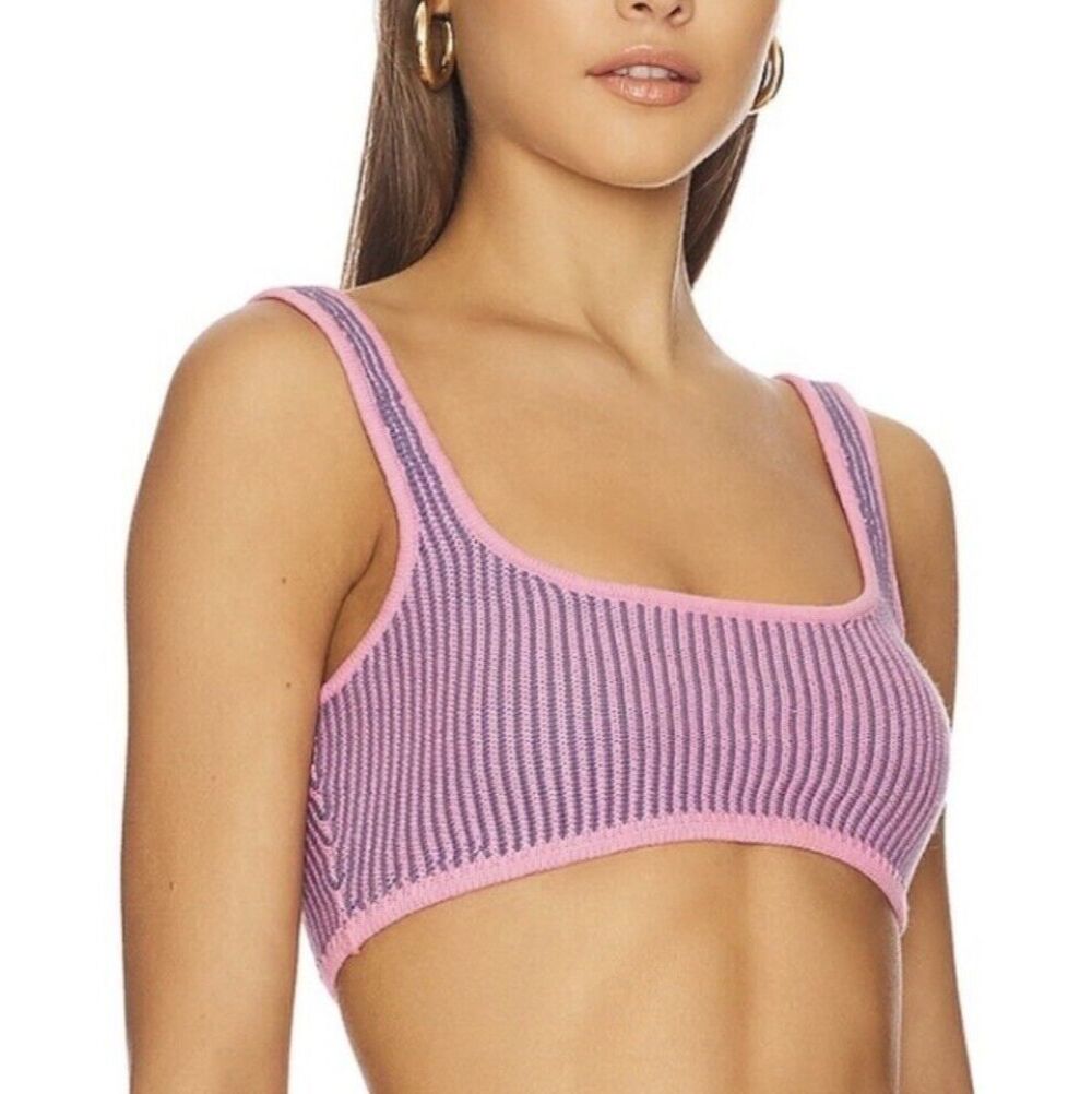 For Love And Lemons Stripe Knit Gemma Bralette Crop Top L